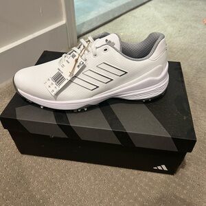 Adidas Men's White and Black Golf Shoes